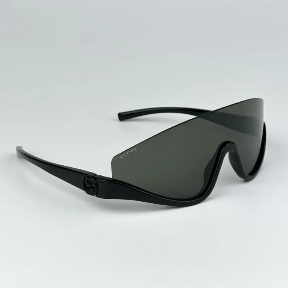 NEW Gucci GG1650S 001 Black Grey Unisex Shield Mask Sunglasses GG 1650S